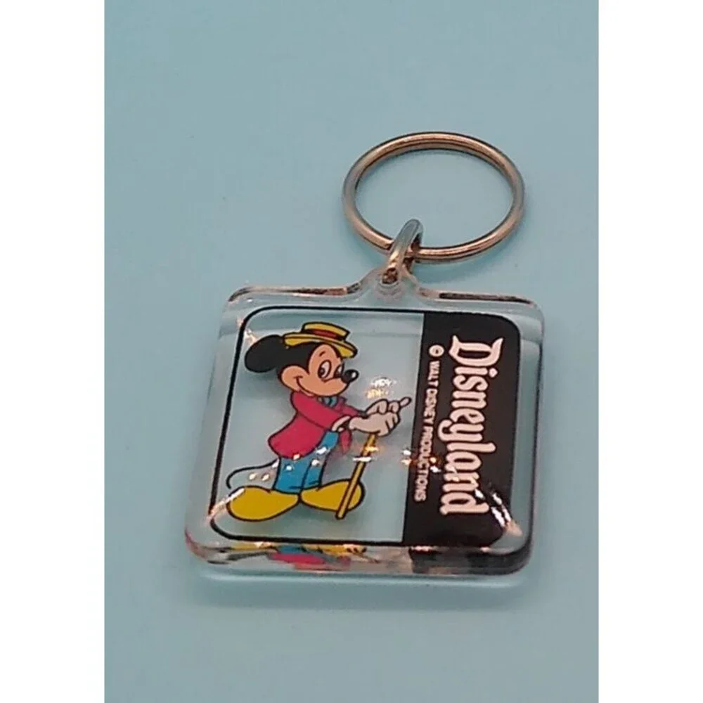 Disney - Mickey Mouse Disneyland Keychain Clear Plastic 1.5